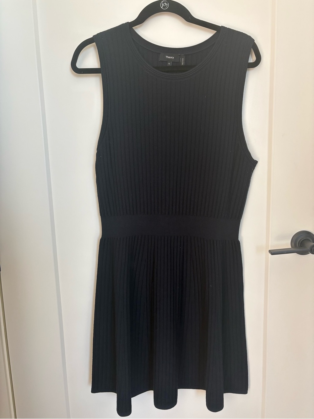 Theory Black Ribbed Sleeveless Knit Dress